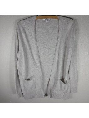 Madewell  Light Gray XS Open Front Cardigan Sweater Pockets Knit Cotton
